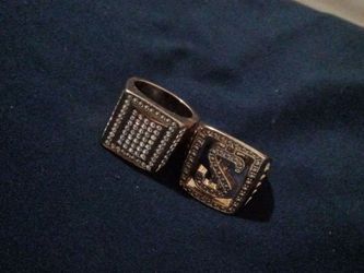Gold-Tone Dollar Sign Bling Rings Set of 2