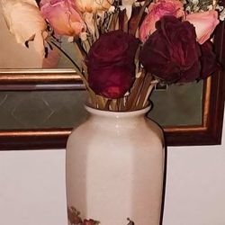 VINTAGE HAND PAINTED FLORAL PEACOCK JAPANESE FLOWER VASE ACCENT TABLE DISPLAY DECOR DISPLAY JAPAN