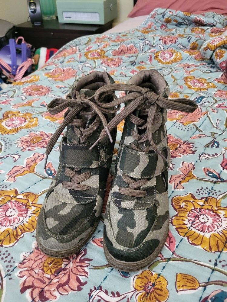 Camo Wedge Heels