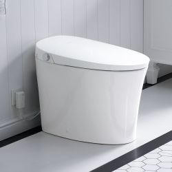 Elongated Smart Bidet Toilet in White with Built-in Tank, Foot Sensor Function, Auto Flush,12-in Rough-In 1.6 GPF