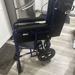 Drive Medical Lightweight Expedition Folding Transport Wheelchair with Hand Brakes - Portable Support - Large Rear Wheels - Compact Folding - Comforta