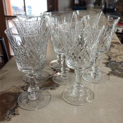 Vintage Fostoria Crystal Wine Glasses – Set of 8 – Elegant Cut Pattern  Price: $180 (open to reasonable offers)