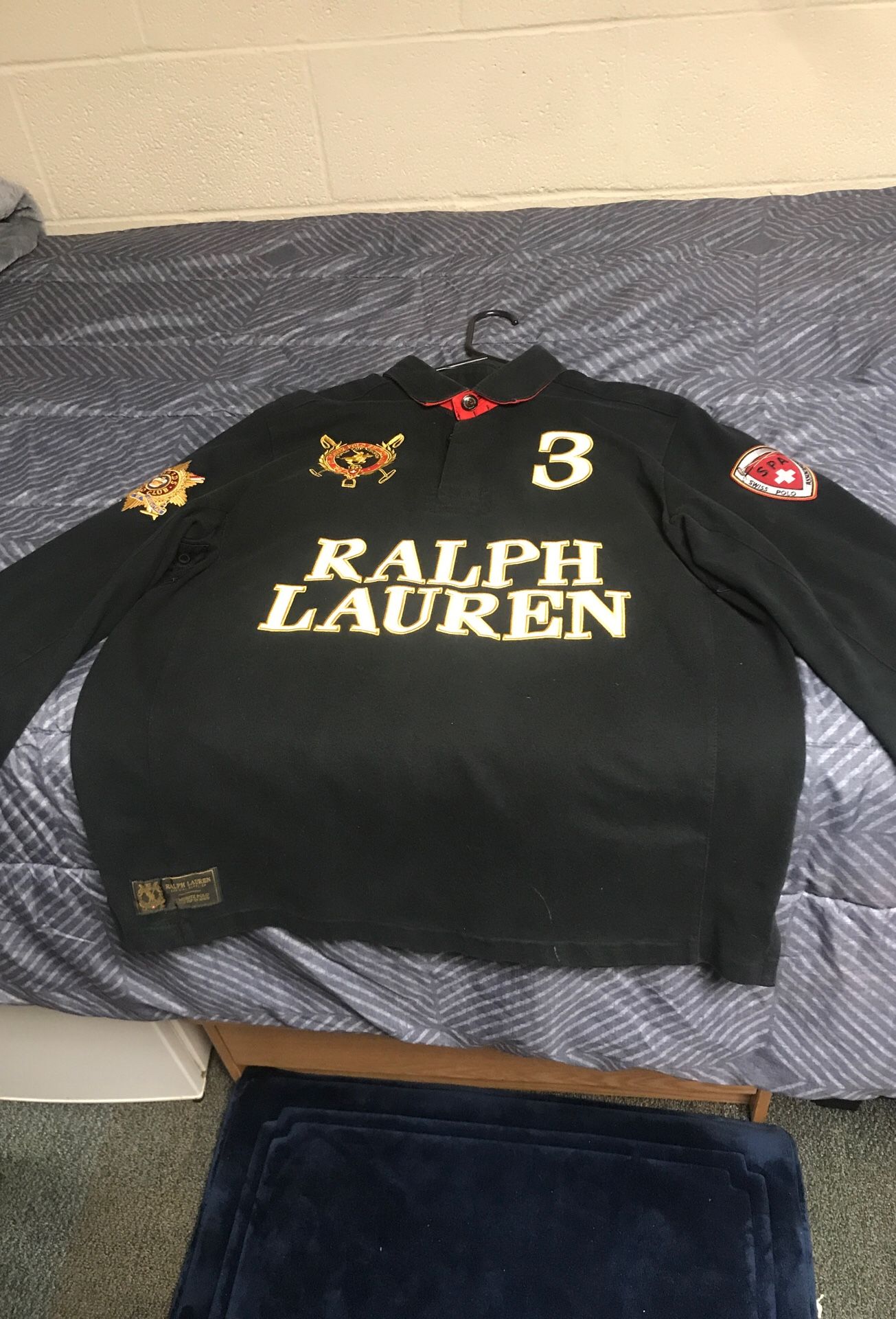 Men's Black St Moritz Rugby Ralph Lauren Long Sleeve Large