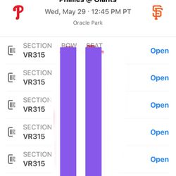 6 Tickets For may 29 Sf Giants Vs Phillies WILL SPLIT CAN TAKE 2+