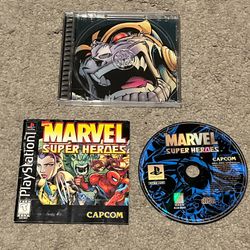 Marvel Super Heroes PS1 PlayStation 1 Complete CIB w/ Manual Registration Card