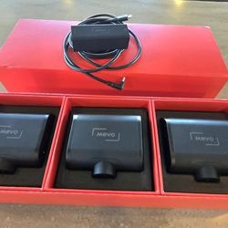 Basically New Logitech Mevo Start Video Cameras 3 Pack w/ Charging Cord And POE Charger 