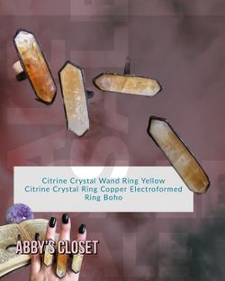 Citrine Crystal Wand Ring Yellow Citrine Crystal Ring