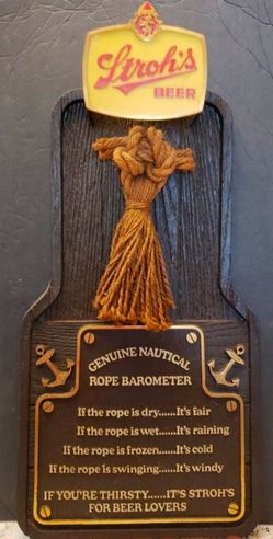 Vintage STROHLS Light Up Advertising Sign - Genuine Nautical Rope Barometer