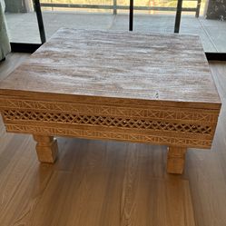 Anthropologie Ezana carved wood coffee table