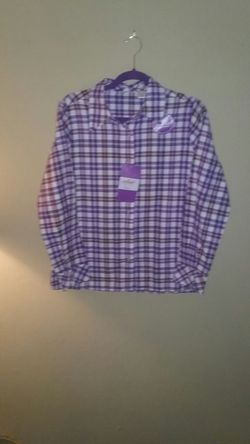 COLLECTION (sz S) SHIRT TOP BLOUSE Purple PLAID Long SLEEVE
