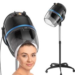 Hair Dryer 1300W Professional Adjustable Hooded Floor Hair Bonnet Dryer Stand Up Hair Dryers with Rolling Base for Home Salon Spa Beauty Equipment, Bl