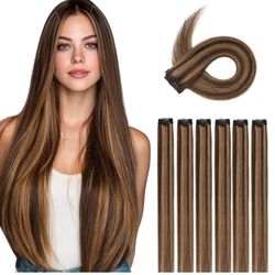 6Pcs 6clips Straight Seamless Hairpieces for Women 16Inch 40g #2PR6
