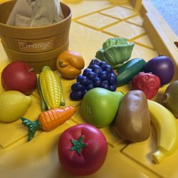 Plastic Pretend Food Cookware Set Fruits Vegetables Basket for 3-4 Years