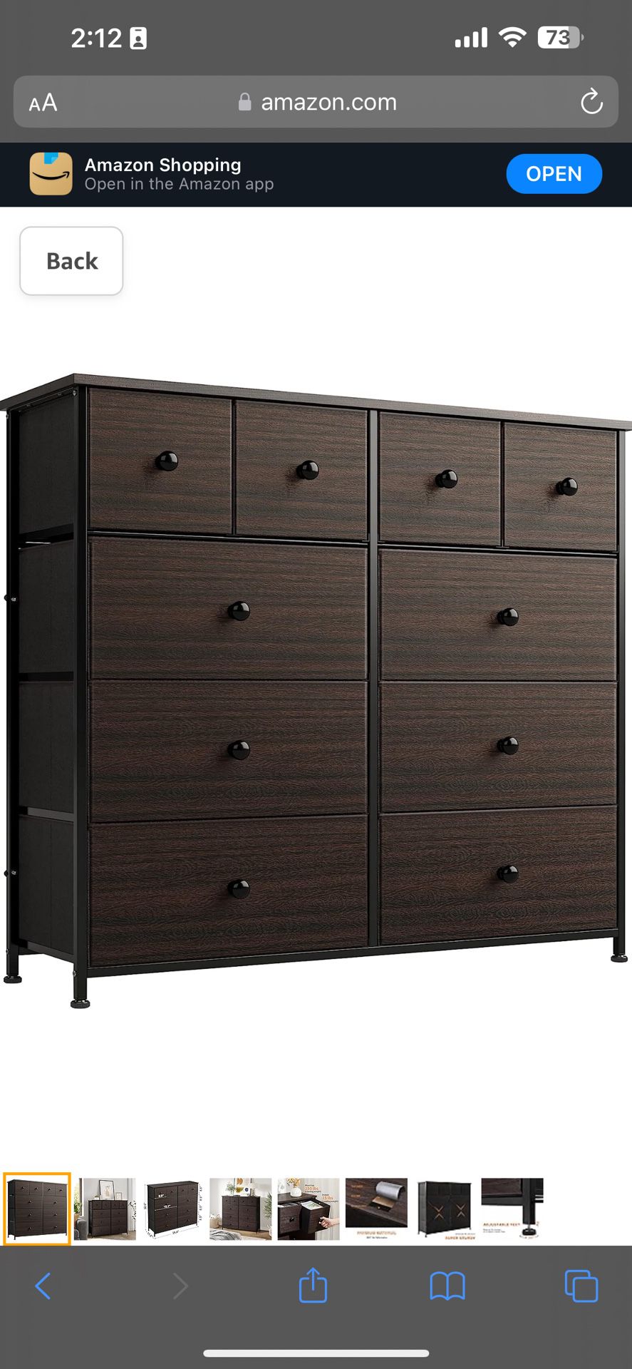 REAHOME 10 Drawer Dresser for Bedroom Faux Leather Chest of Drawers Fabric Dresser with Wooden Top Storage Organizer Unit for Living Room Hallway Entr