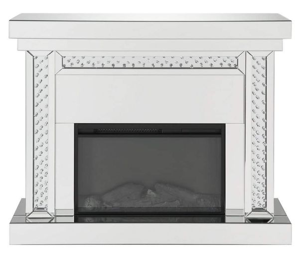 GLAM BLING STYLE Mirrored Console Table Fireplace & Faux Crystals