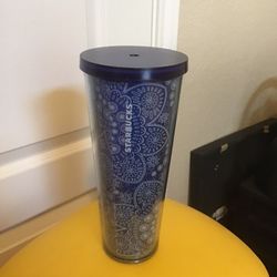 2019 Starbucks Blue Paisley Tumbler Cup, 24 Oz 