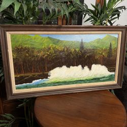 Vintage Hawaiian Art 1970s Painting Takebayashi