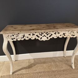 White Wood Console Table 