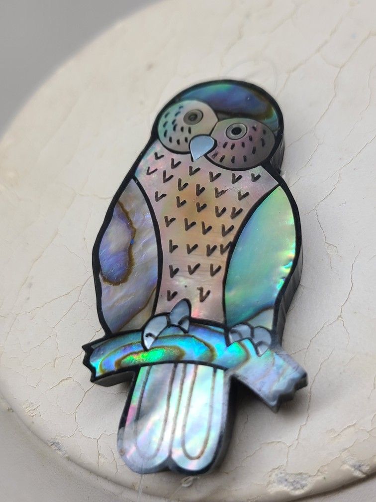 RARE ABALONE CUSTOM MADE OWL