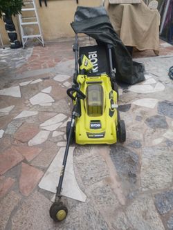 Ryobi electric lawn mower & Milwaukee weedeater