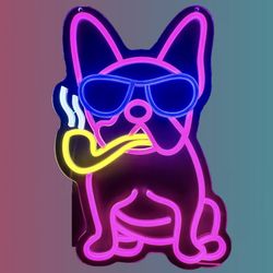 Smoking Dog Neon Sign Dimmable Sport LED Signs USB Powered Light Up Signs for Wall Decor
