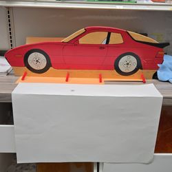 Hand-Painted Wooden Porsche 944 Wall Coat Rack