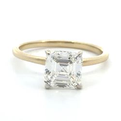 Woman’s Ladies 14k Yellow Gold Lab Grown 2.00 CTW Square Emerald Cut Solitaire Engagement Ring Size 7 GP3127093