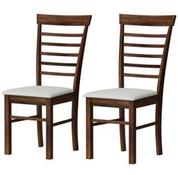 (Retail $179.99) Homcom Wooden Dining Chairs - Dark Brown/Beige, 17.1"x20.1"x37", 2 ct