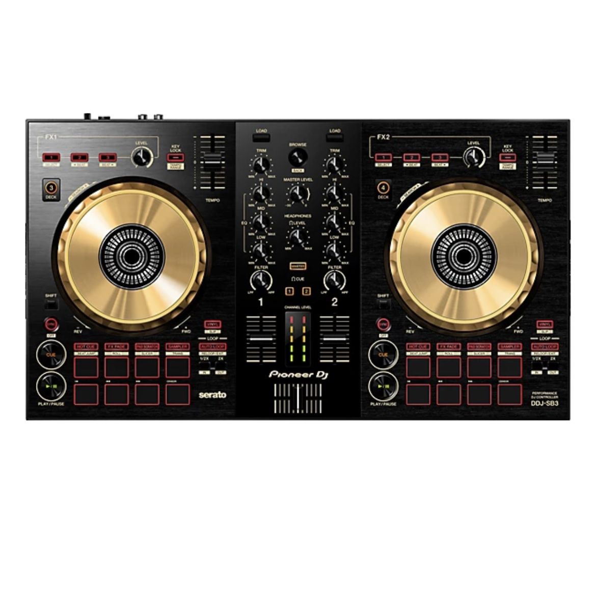 Pioneer DJ DDJ-SB3-N Limited Edition Gold Serato DJ Controller With Pad Scratch