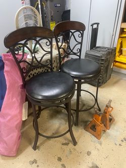 Swivel Bar Stools with Wood Back – Set of 2