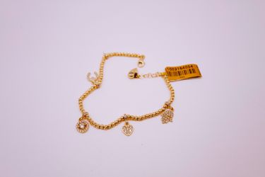 14 KT gold ball link charm bracelet