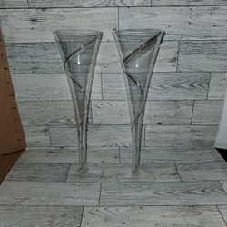 Pair Of Vintage Gold Kosta Boda 1986 Champagne Glasses 