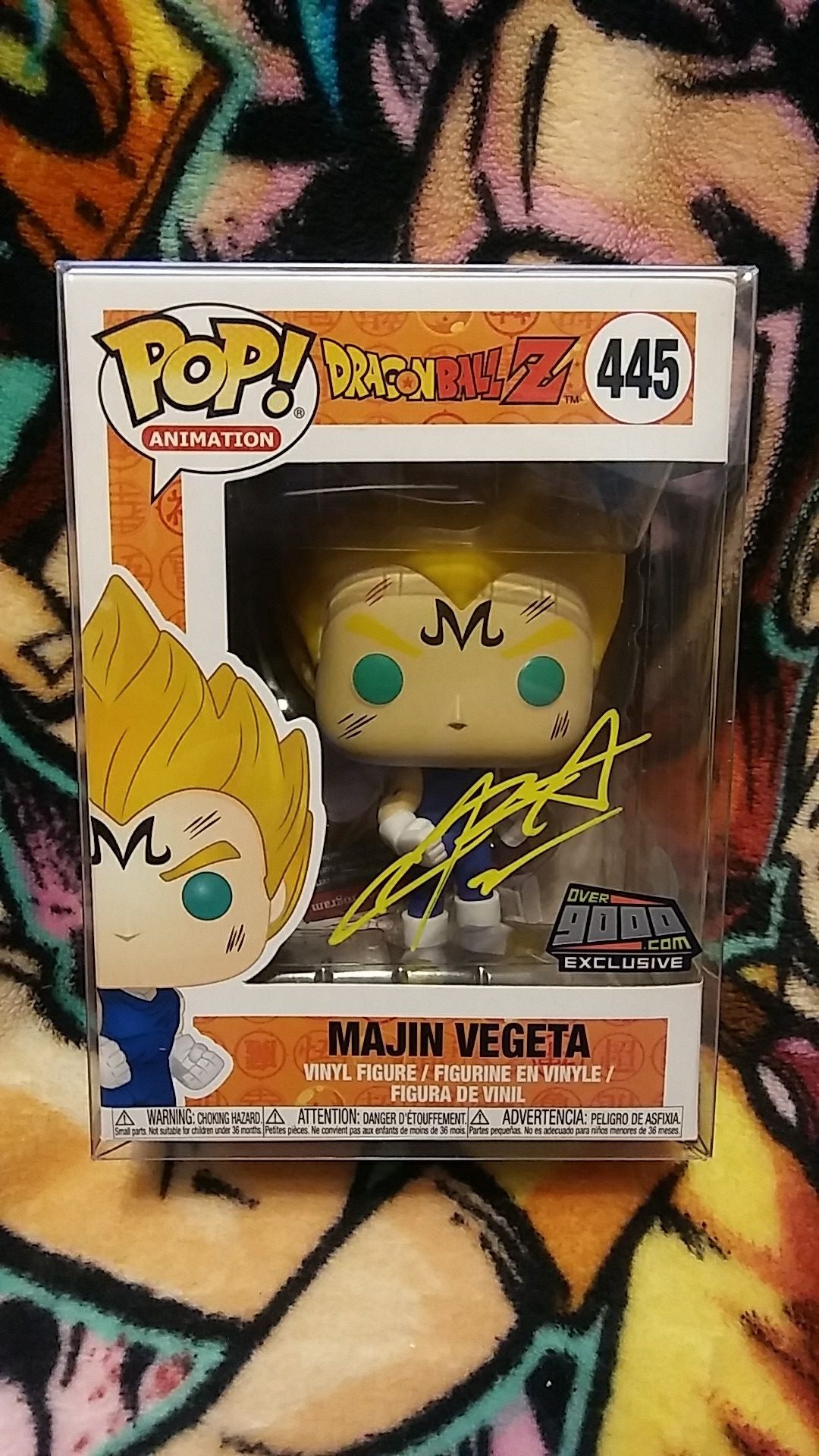 Funko Pop Dragon Ball Z Majin Vegeta Over 9000 Exclusive #445 Signed / Autographed by Voice Actor Chris Sabat with JSA Certification!