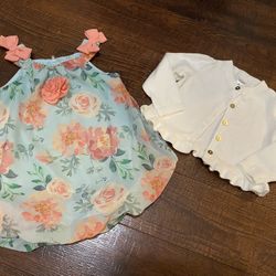 Cute Romper and  Cardigan Sweater For Toddler Girl