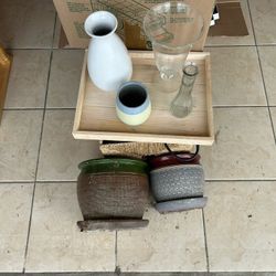 Lot Of Assorted Plant Holders/pots And Flower Case