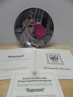 RAPUNZEL COLLECTOR PLATE - GRIMM'S FAIRY TALES COLLECTION - WITH COA