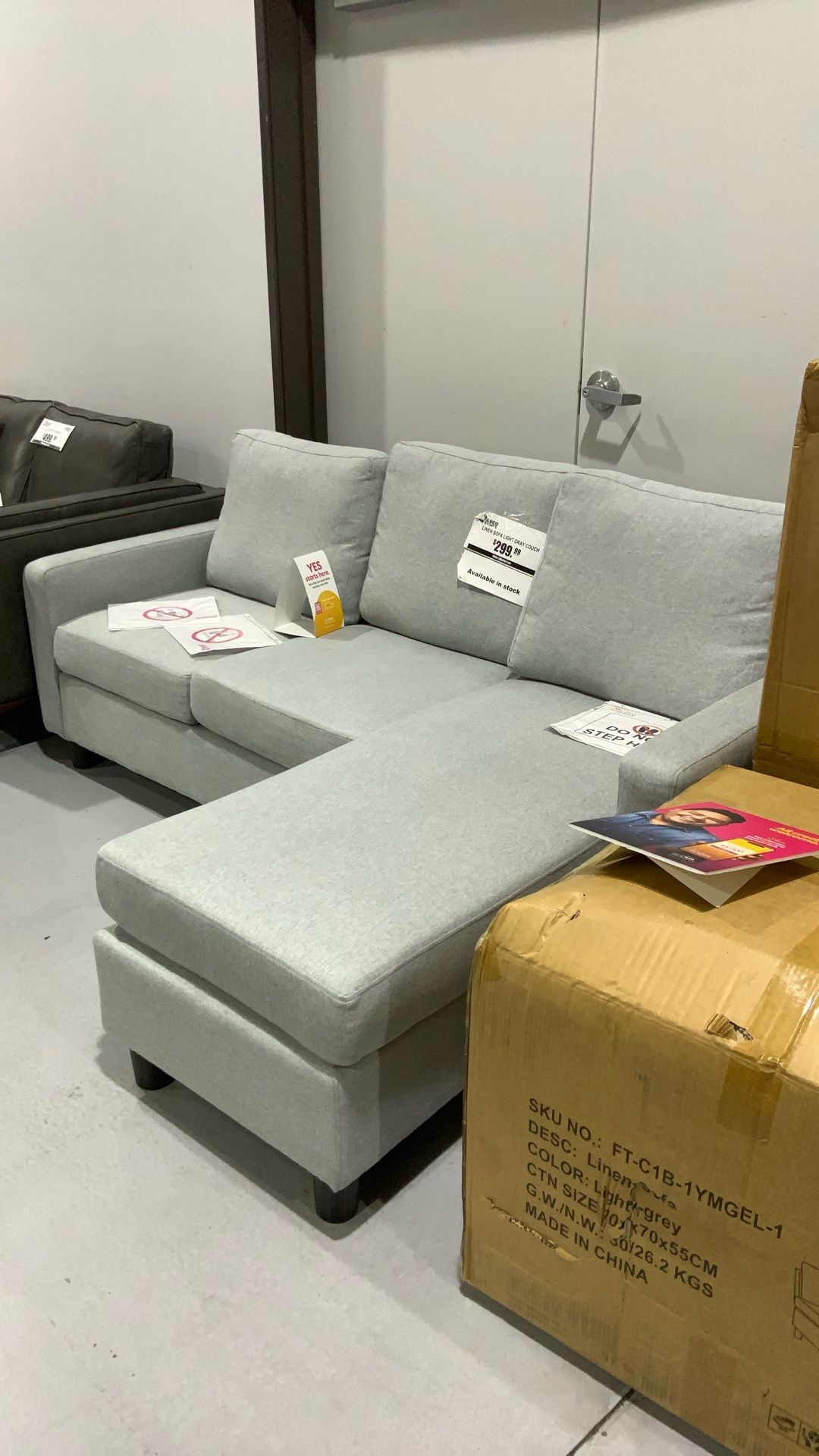 Linen Sofa Light Grey Couch