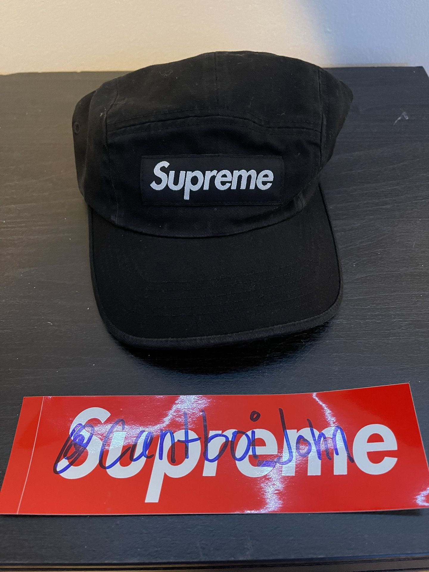 Black Supreme 5 Panel Hat