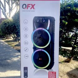 QFX Dual 15" Bluetooth rechargeable speaker with Two wireless Microphones  and LED lights 🎶🎶
