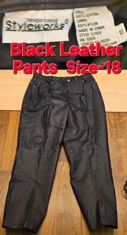Women Black Leather Pants(Size-18)