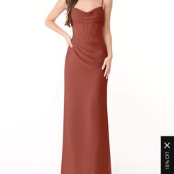 Azazie Auburn Fitted Pleated Chiffon Dress 