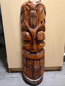 Large Carved Wooden Tiki Statue