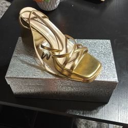 Gold Platform Chunky Heels  Size 10