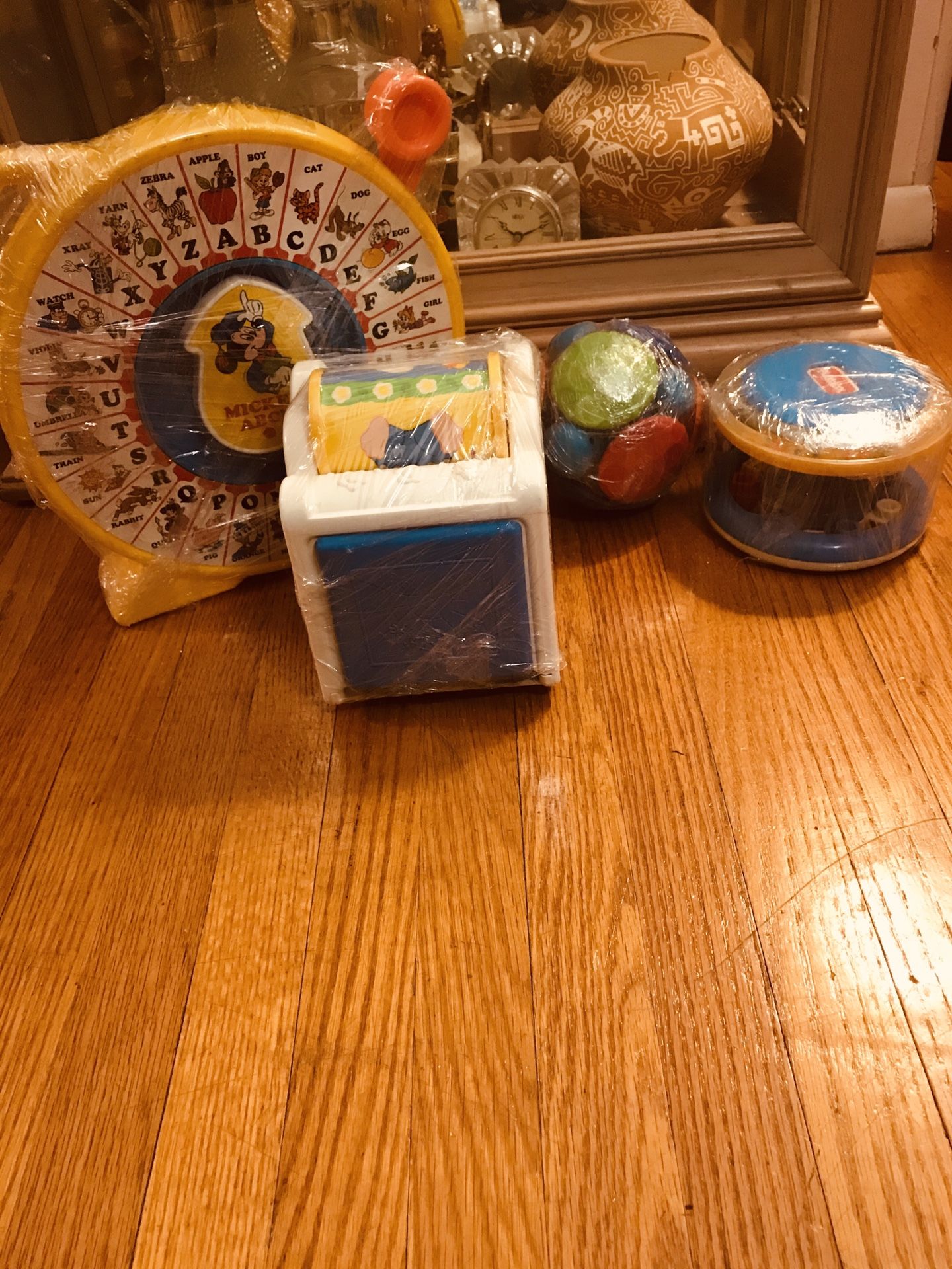 Infant-Toddler Toys, Playskool small activity wheels, vibrating music ball, pop up rabbit and Mickey Mouse See n’ Say