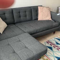 Grey Couch With Ottoman 