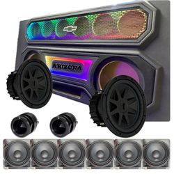NEW CUSTOM BOX RGB LIGHTS MIDRANGE SPEAKERS TWEETERS SUBWOOFERS FOR SINGLE CAB TRUCKS