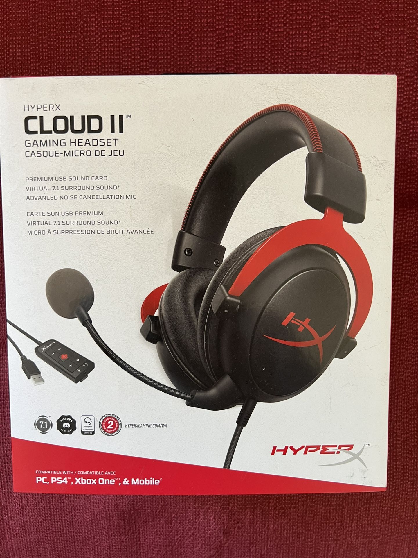 HyperX Cloud II Gaming Headset Headphones PS5 Xbox PC