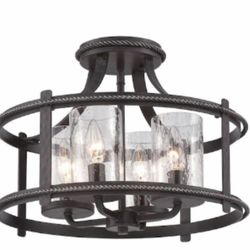 Designers Fountain Palencia 4-Light Artisan Pardo Wash Interior Incandescent Semi Flush Mount