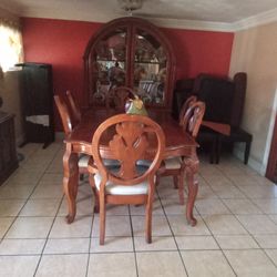 6 Chairs Dining Table And China Cabinet  Beautiful Set