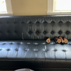 Black Faux Leather Sofa Bed 